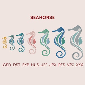 Seahorse embroidery design, 7 sizes, Instant download