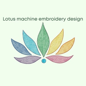 Design del ricamo del loto, 4 dimensioni, disegno del ricamo della macchina del fiore di loto, Download istantaneo