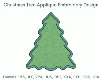 Aplique de árvore de Natal - Desenho para bordado à máquina - 5 tamanhos - Download instantâneo