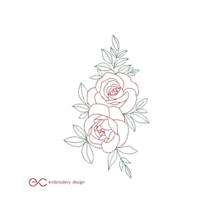 Roses machine embroidery design, 8 sizes, instant download