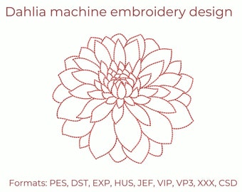 Dahlia Embroidery Design, Flower Machine Embroidery File, 6
