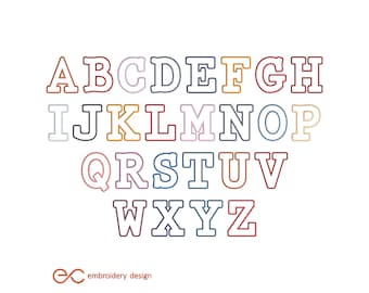 Alphabet Applique Embroidery Design: Bold Multicolor Letters (Digital Download)