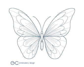 Butterfly Machine Embroidery Design: 5 Sizes, Customizable (Instant Download)