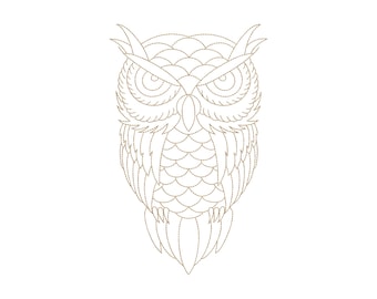 Owl embroidery design, machine embroidery file, 6 sizes, instant download