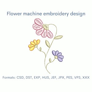 Flower embroidery design, 3 sizes, Instant download
