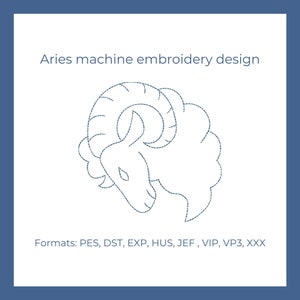 Aries Zodiac Embroidery Design: 3 Sizes (Digital embroidery file)