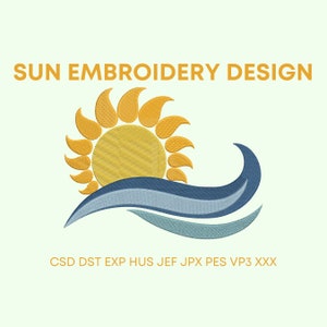 Sun Embroidery Design, 7 sizes, Instant Download