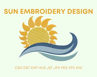 Sun Machine Embroidery Design, 7 sizes, Instant Download