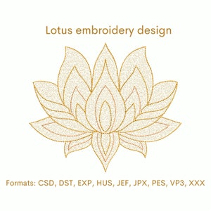 Lotus embroidery design, 5 sizes, instant download