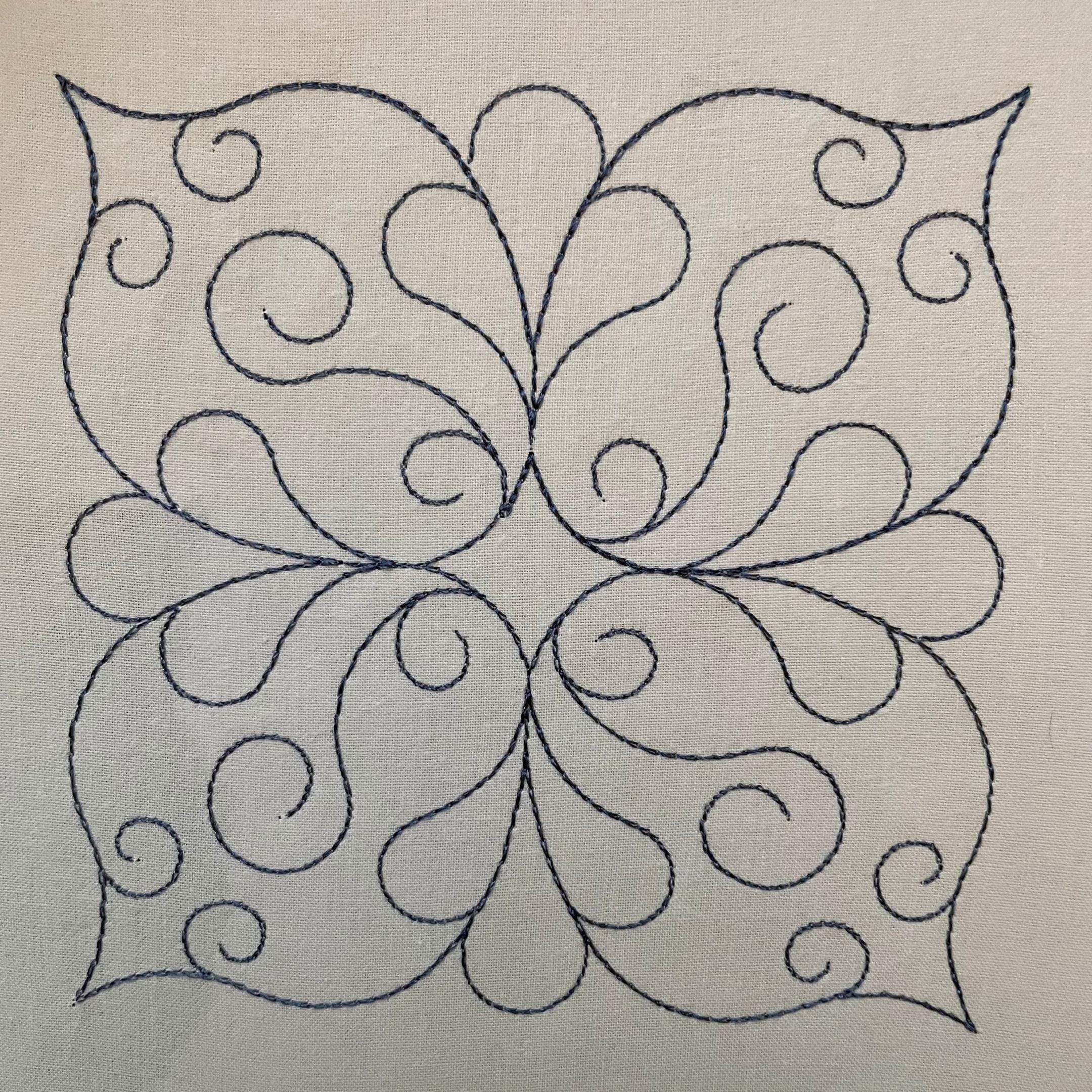 Swirl Quilt Block Embroidery Design: Single Line Stitch (digital ...