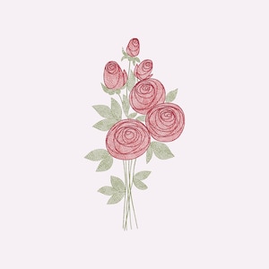 Rose Machine Embroidery Design, Flower and Floral File, 5 Sizes, Instant Download