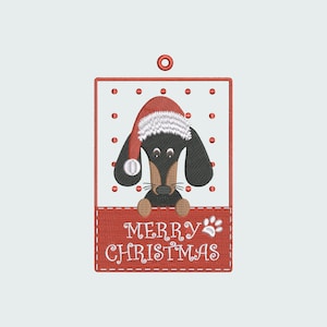 Dachshund embroidery design, 3 sizes, Instant Download, machine embroidery file, Christmas embroidery design