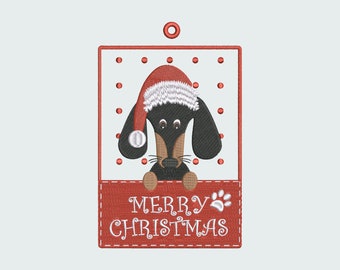 Dachshund embroidery design, 3 sizes, Instant Download, machine embroidery file, Christmas embroidery design
