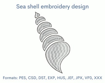 Sea shell embroidery design, 3 sizes, instant download
