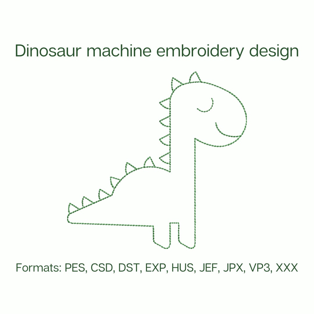 Dinosaur Embroidery Design, 5 Sizes, One Line Embroidery Design ...