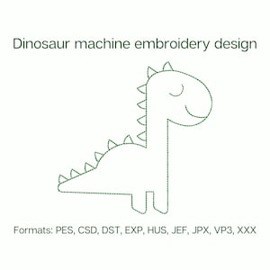 Dinosaur embroidery design, 5 sizes, one line embroidery design, instant download