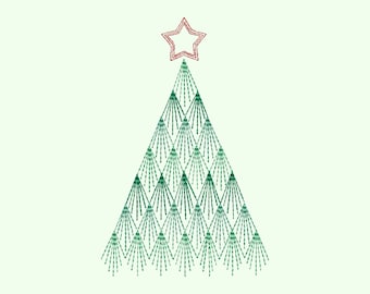 Desenho de bordado de árvore de Natal, download instantâneo, 3 tamanhos disponíveis