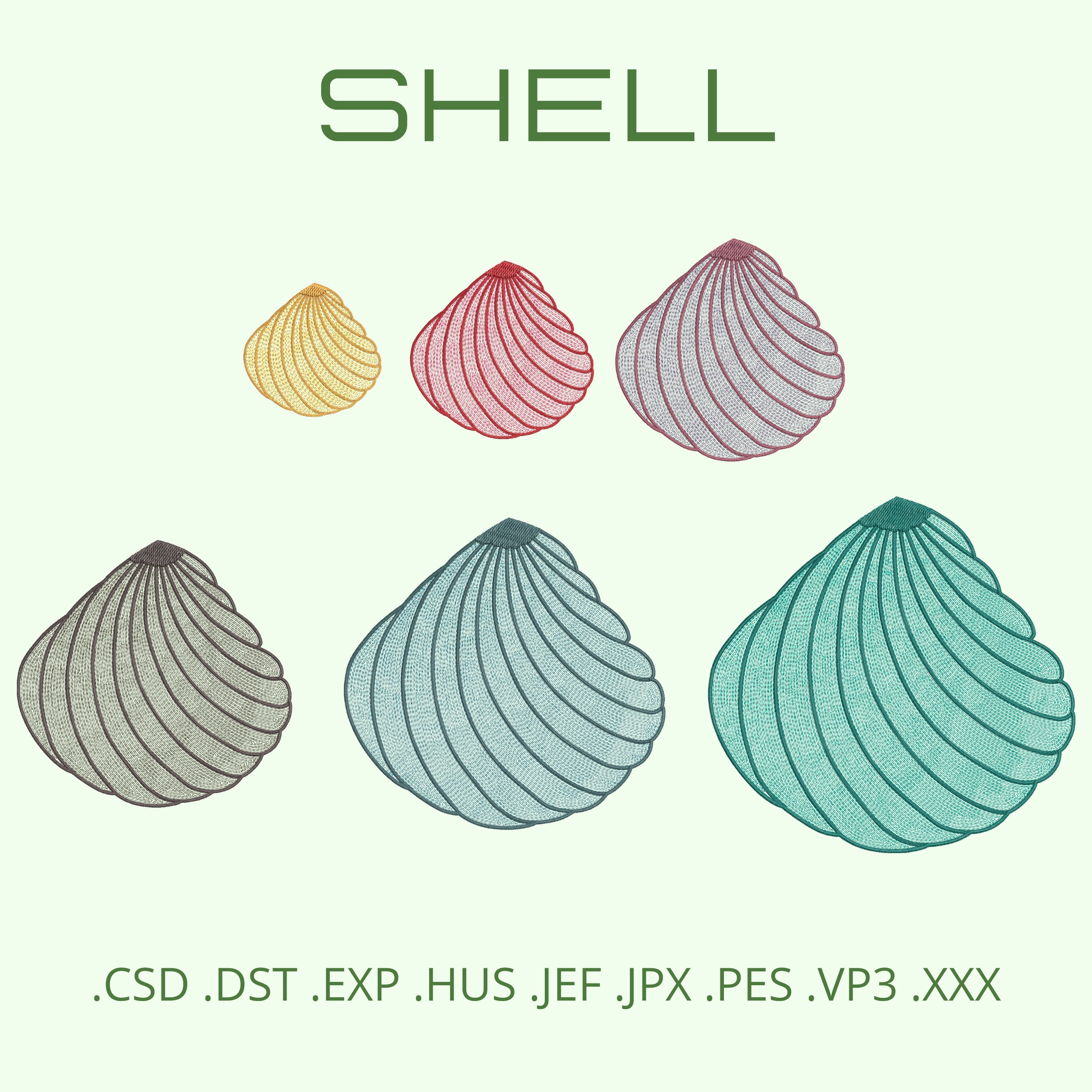 Shell Embroidery Design, 6 Sizes, Instant Download - Etsy