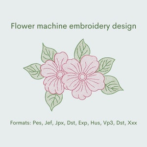 Flower embroidery design, 5 sizes, instant download