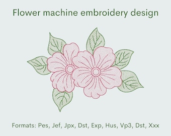 Flower embroidery design, 5 sizes, instant download