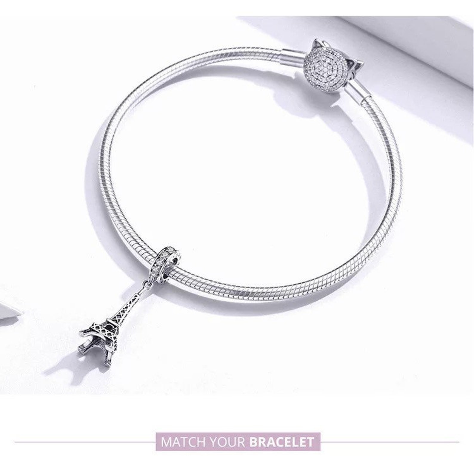 Eiffelturm-Anhänger, 925 Sterlingsilber, Für Armbänder Im