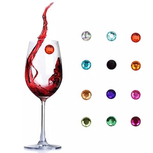 Colorful Crystal Magnetic Wine Charms, glass charm,  Set of 12/ Set of 24