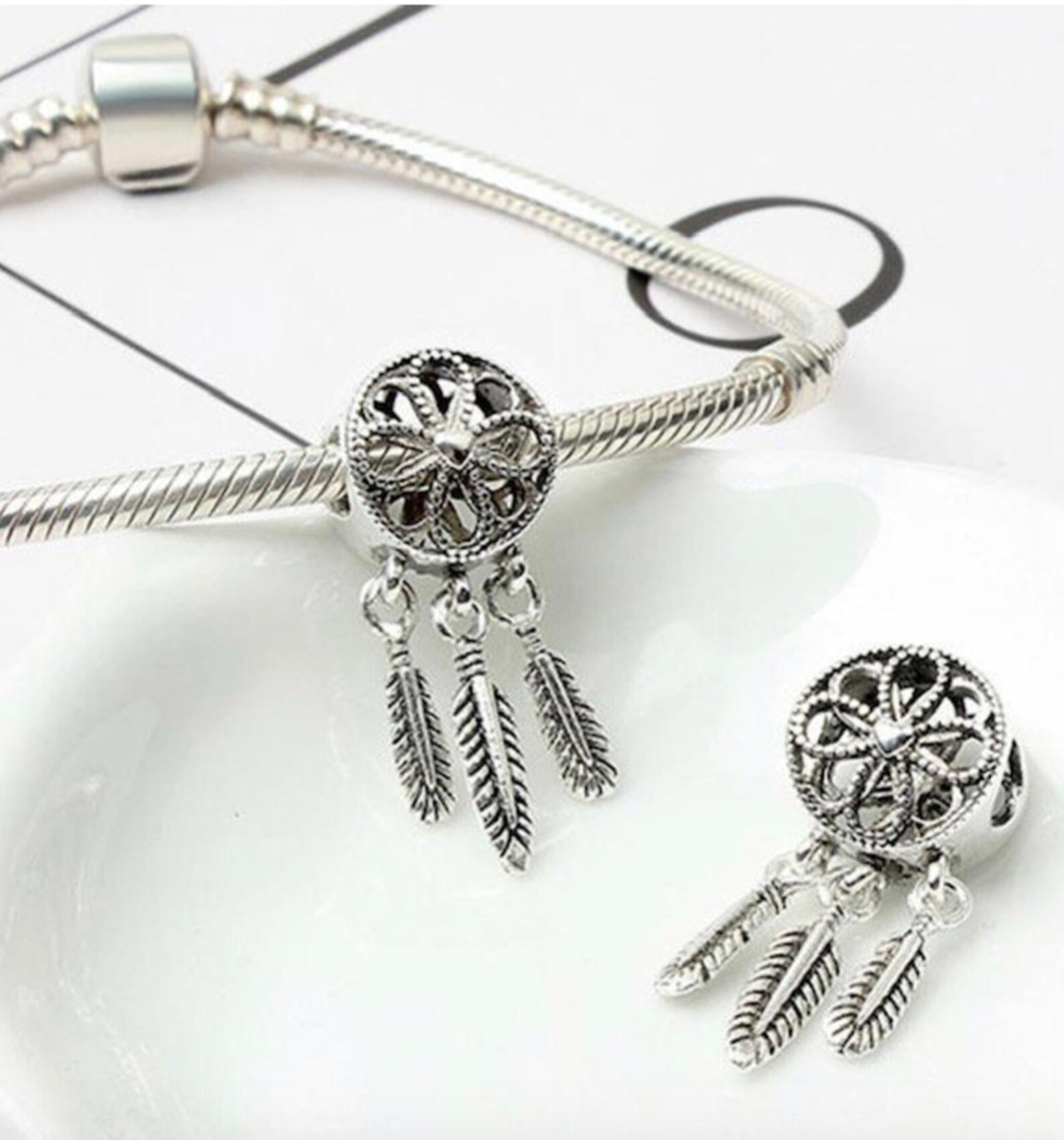 Dream Catcher Charm With Feathers, Wish Charm, Gift Charm, Charms for