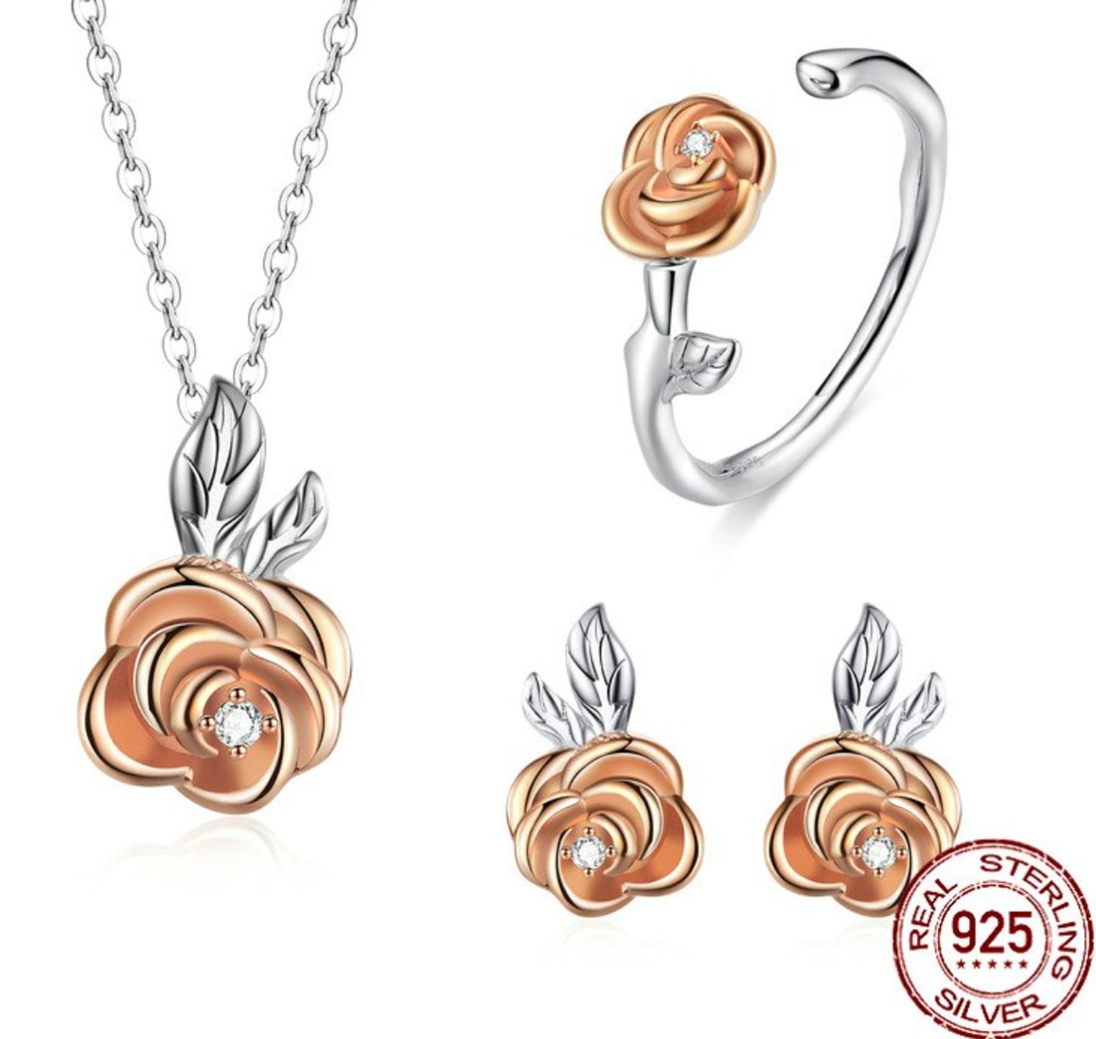 3pcs/set Rose Flower Jewelry Set Rose Flower Jewelry Set Etsy