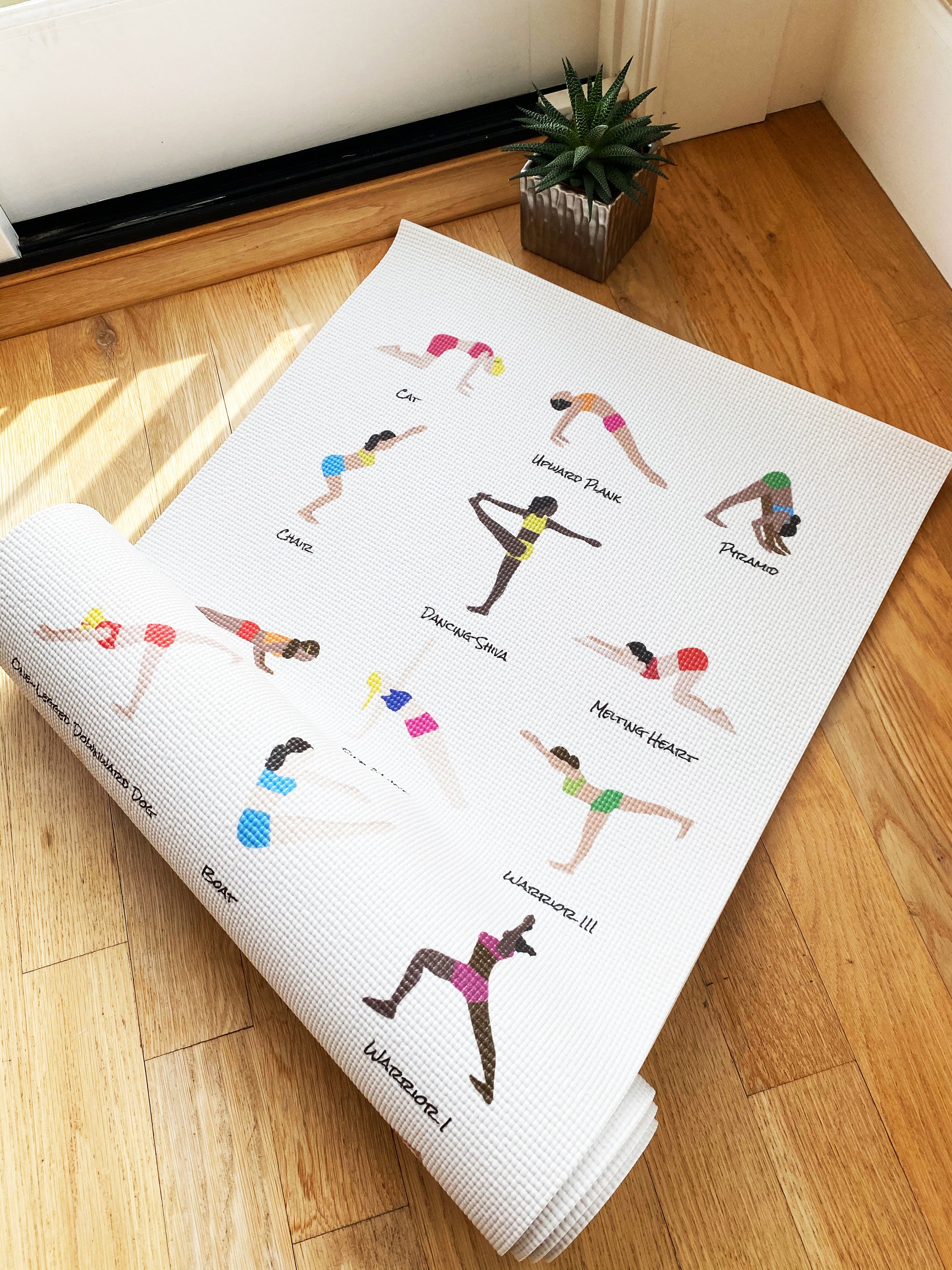 Yoga Poses Yoga Mat Etsy