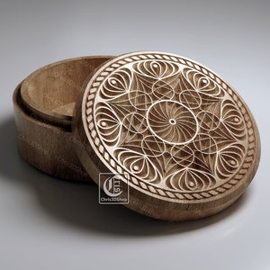 V-Carved Round Jewelry Box 2 - File per cnc e stampante 3D (Svg, Dxf, Eps, Ai, Pdf, STL)