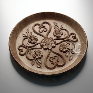Decorative Round Tray- 3D STL file for CNC and 3D Printer