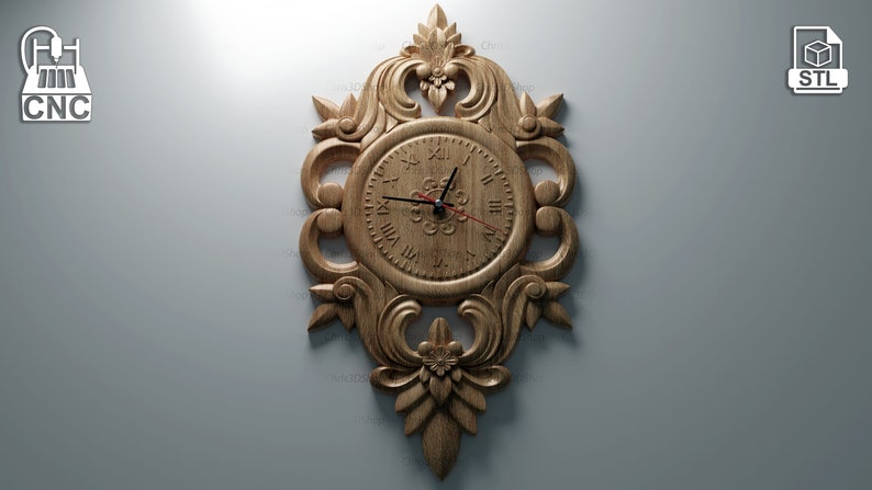 Wall Clock 3D STL file for CNC image 1