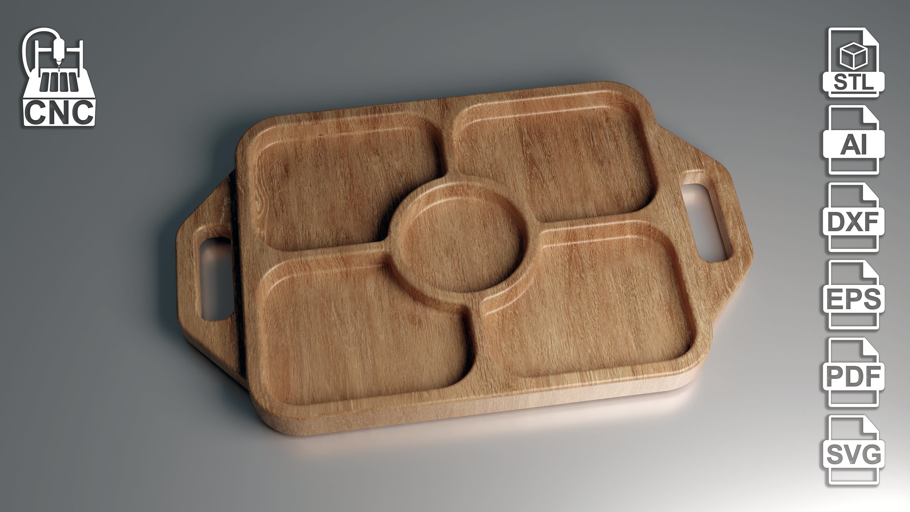 Serving Tray 3D STL and Vector Files for CNC and 3D Printer Etsy