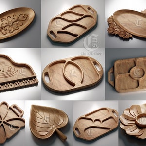 10 Trays Pack V3 - Files For CNC (4 - STL, 6 - STL, Dxf, Svg, Eps, Pdf, Ai)