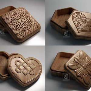 Jewelry Boxes Pack V2 Files for CNC and 3D Printer image 1