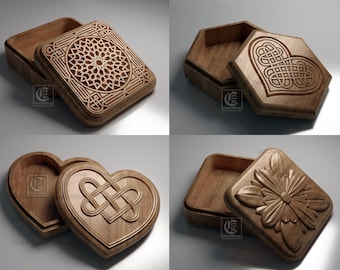 Jewelry Boxes Pack V2- Files for CNC and 3D Printer