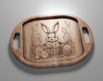 Easter Bunny Tray 2 - Digital Files for CNC Router (svg, dxf, eps, ai, pdf)