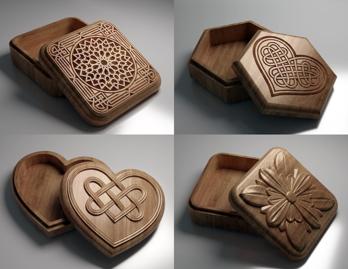 Jewelry Boxes Pack V2 Files for CNC and 3D Printer Etsy