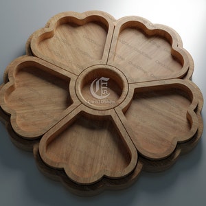 Flower Shaped Tray - 3D STL file and vector files - Dxf, Svg, Eps, Pdf, Ai for CNC