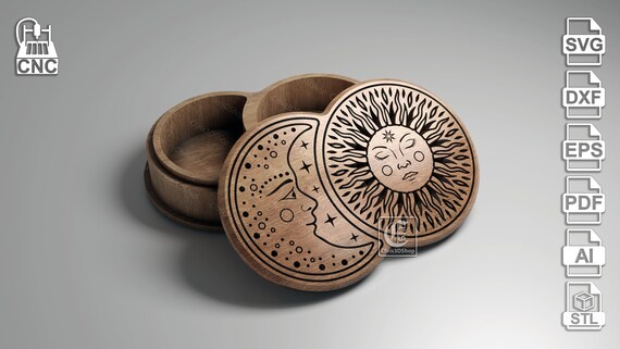 Sun & Moon Carved Jewelry Box Sun & Moon Carved Jewelry Box