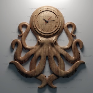 Octopus Clock - 3D STL file for CNC