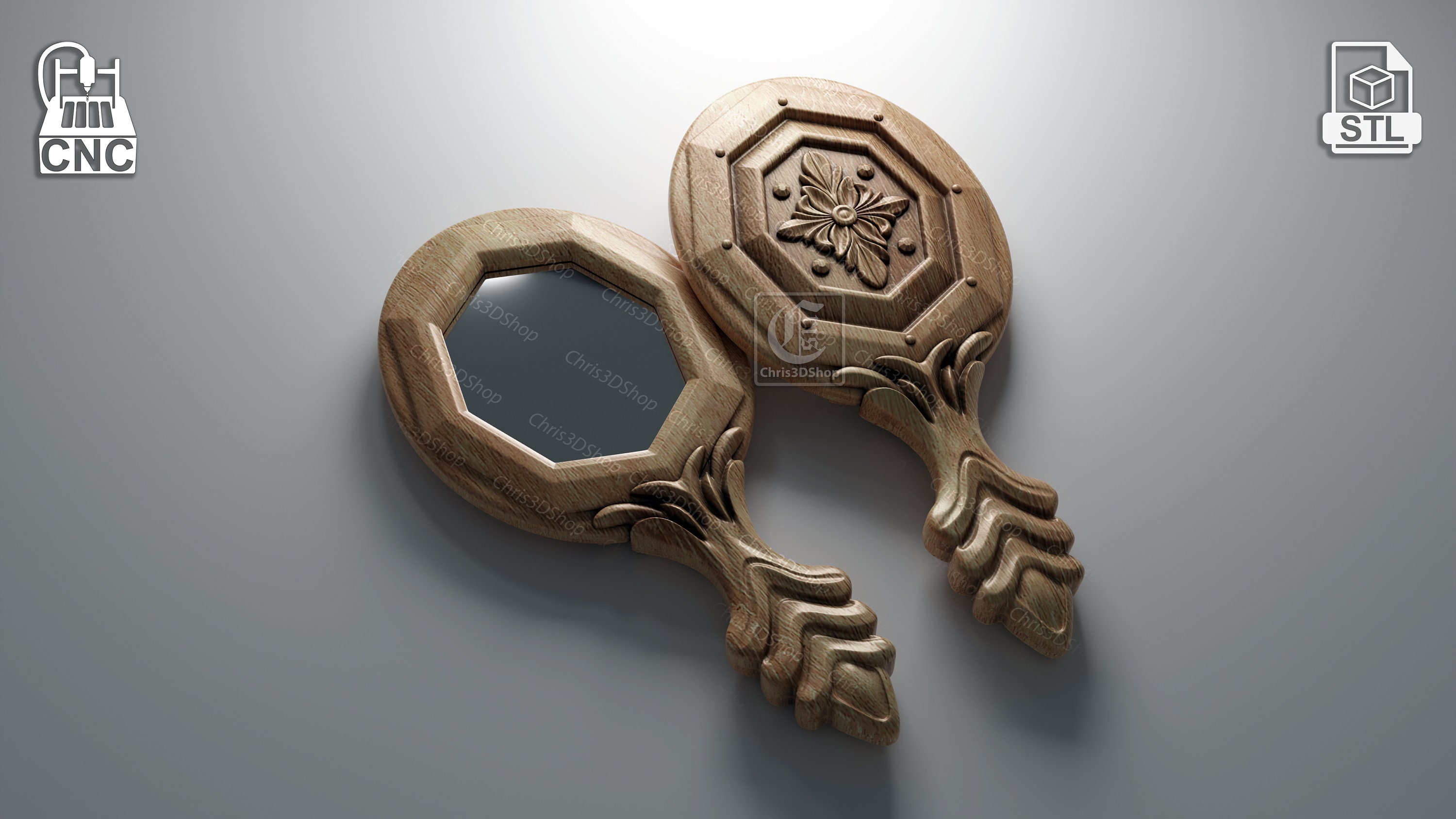 Hand Held Mirror Frame 2 Digital Files for CNC Etsy