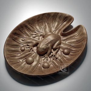 Frog on Lotus Leaf Tray - STL model for CNC