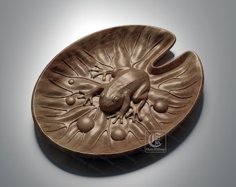 Frog on Lotus Leaf Tray - STL model for CNC