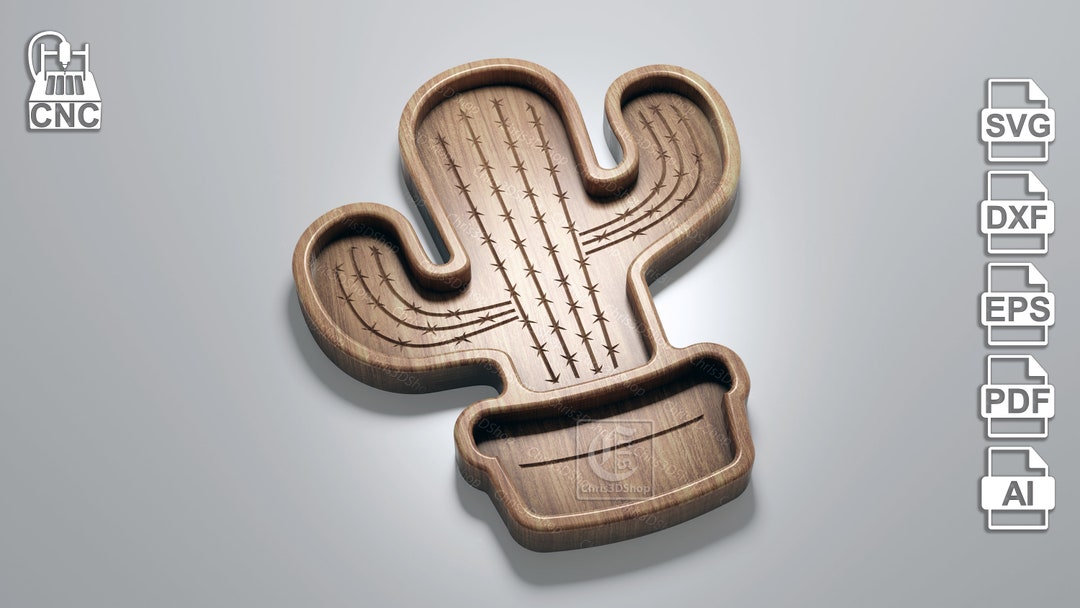 Cactus Tray - Digital Files for CNC Router (svg, Dxf, Eps, Ai, Pdf) - Etsy