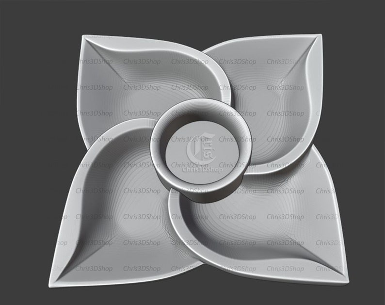 Flower Shaped Tray 3D STL Model for CNC image 2