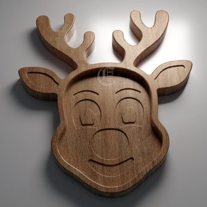 Rentier Tablett - 3D STL Datei und Vektor Dateien - Dxf,Svg,Eps,Pdf,Ai für CNC