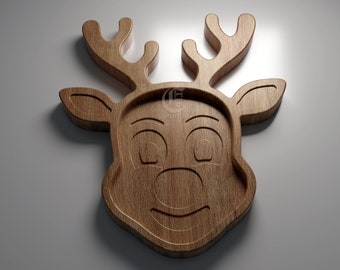 Reindeer Tray - 3D STL file and vector files - Dxf, Svg, Eps, Pdf, Ai for CNC