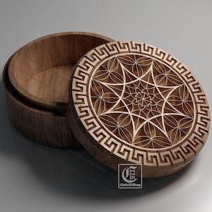 V-Carved Round Jewelry Box Files for CNC and 3D Printer Svg, Dxf, Eps, Ai, Pdf, STL image 1