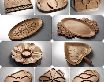 10 Trays Pack V3 - Files For CNC (4 - STL, 6 - STL, Dxf, Svg, Eps, Pdf, Ai)